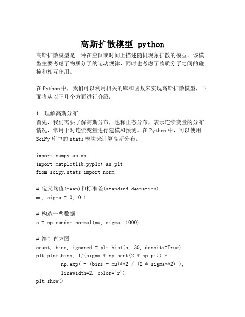 高斯扩散模型 python