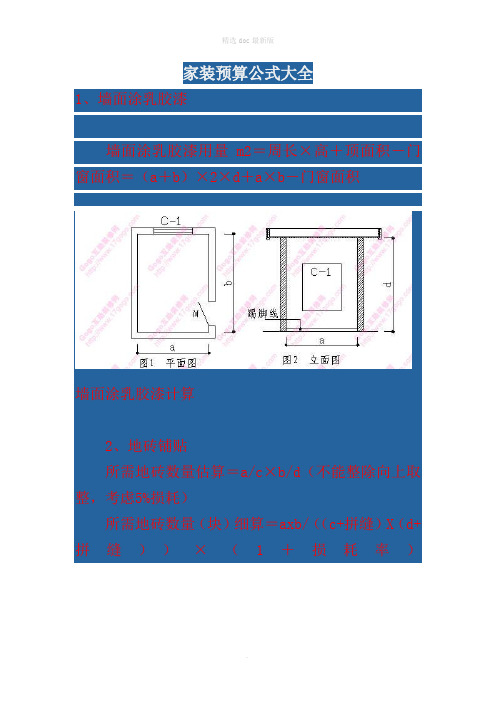 家装预算公式大全