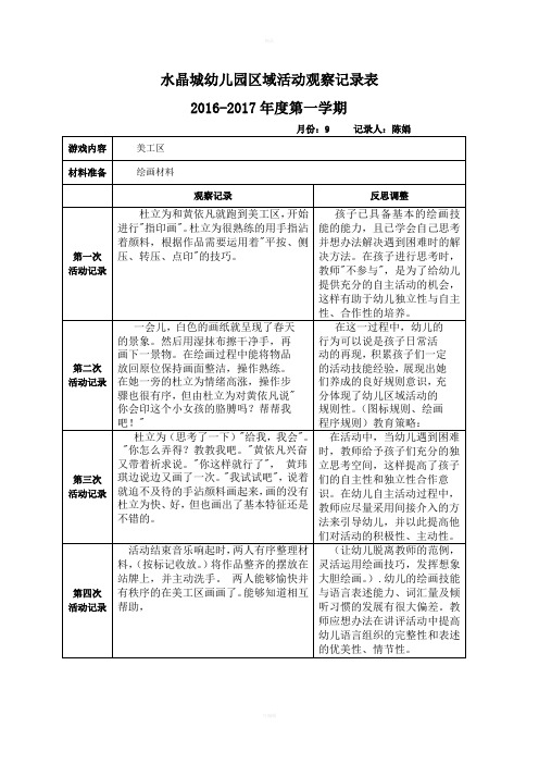 区域观察记录表