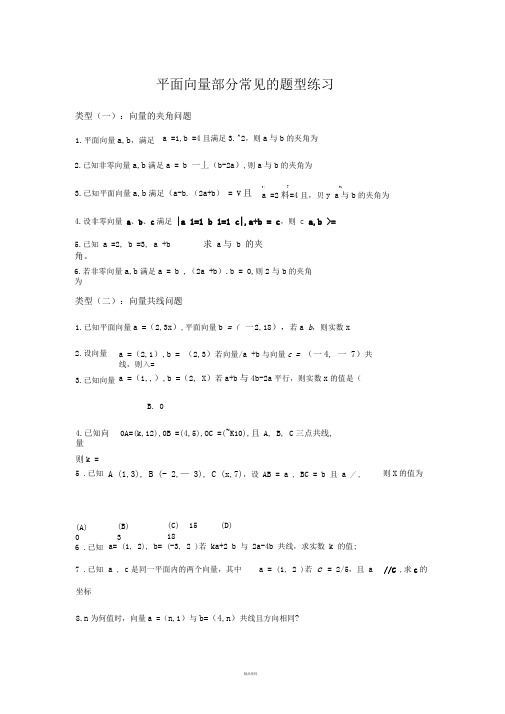 平面向量部分常见的考试题型总结