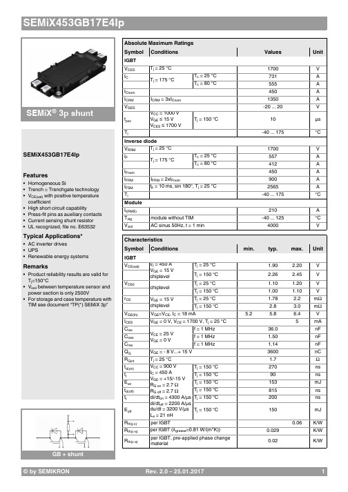 赛米控丹佛斯电子 SEMiX453GB17E4Ip 数据表