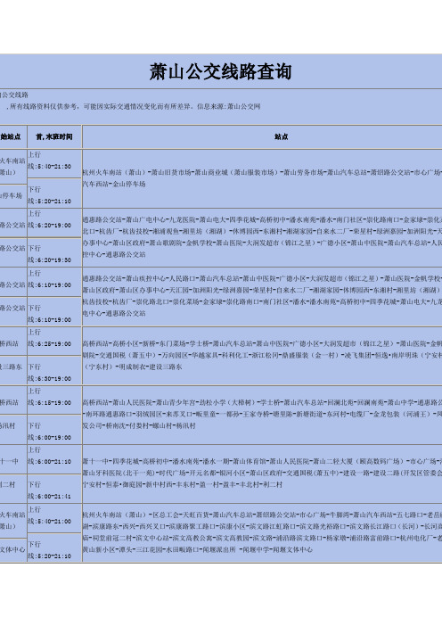 萧山公交线路查询