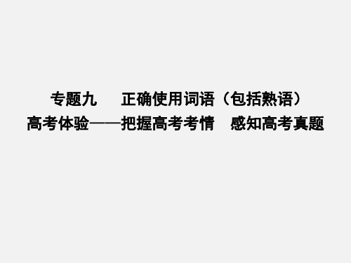 高考语文 专题九 正确使用词语(包括熟语) 高考体验-把握高考考情 感知高考真题