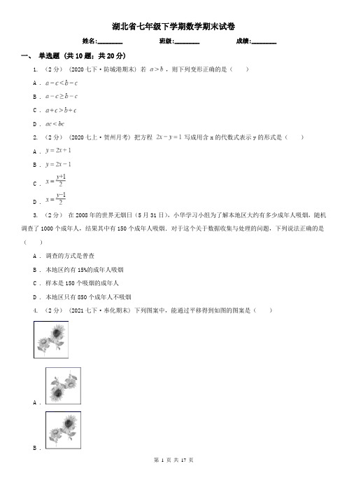 湖北省七年级下学期数学期末试卷