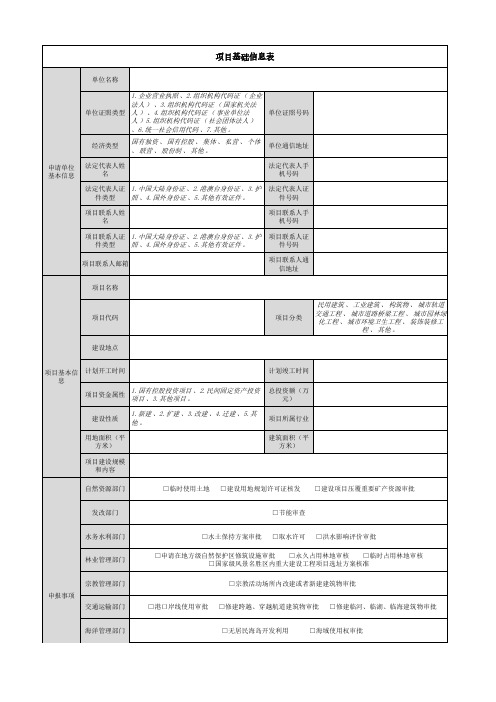 广东省社会投资类工程建设项目-立项用地规划许可阶段-一张表单(0507)