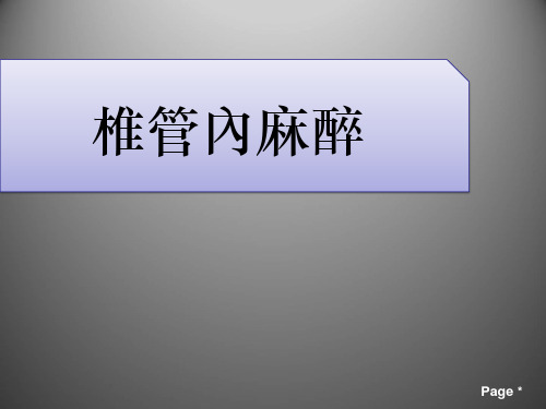 椎管内麻醉