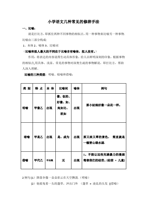 小学语文几种常见的修辞手法