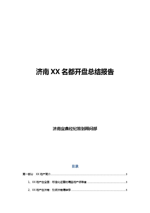 XX楼盘开盘总结报告(DOC 19页)