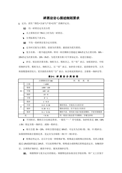 碎屑岩岩心描述细则要求