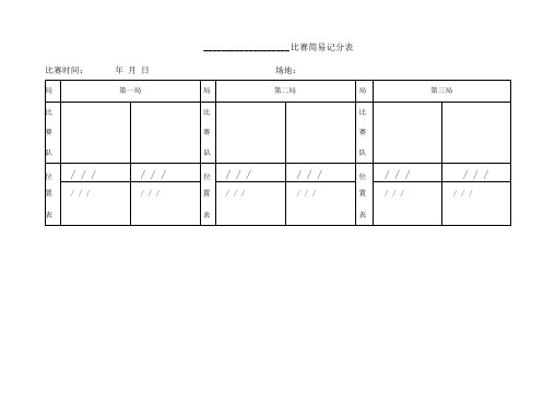 排球赛简易记分表、得失分统计表