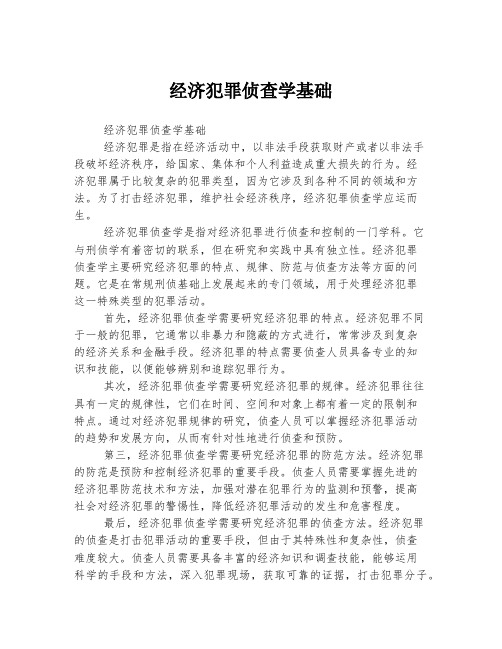 经济犯罪侦查学基础