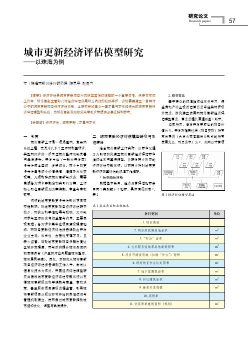 城市更新经济评估模型研究——以珠海为例