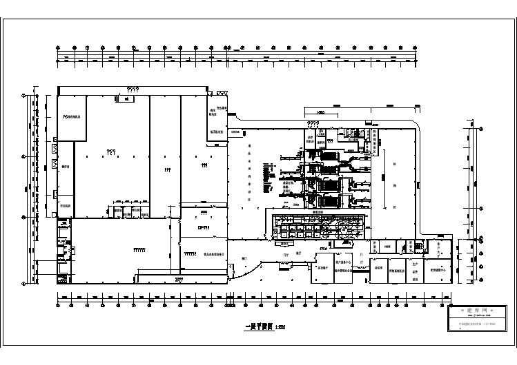 知名大型纯净水生产车间给排水系统cad平面图