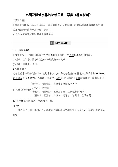 水圈及陆地水体的补给关系学案(补充材料)