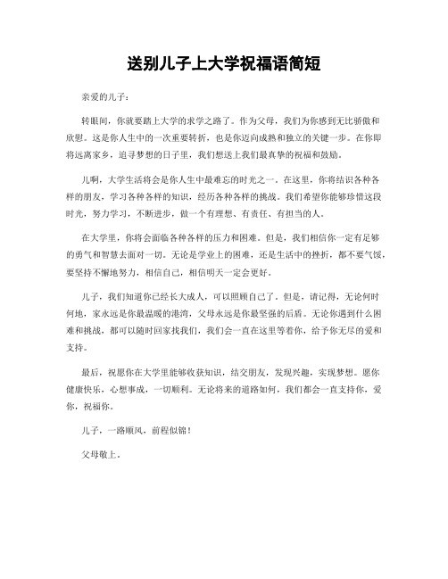 送别儿子上大学祝福语简短