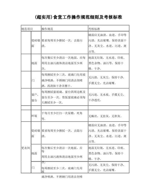 (超实用)食堂操作规范及工作标准