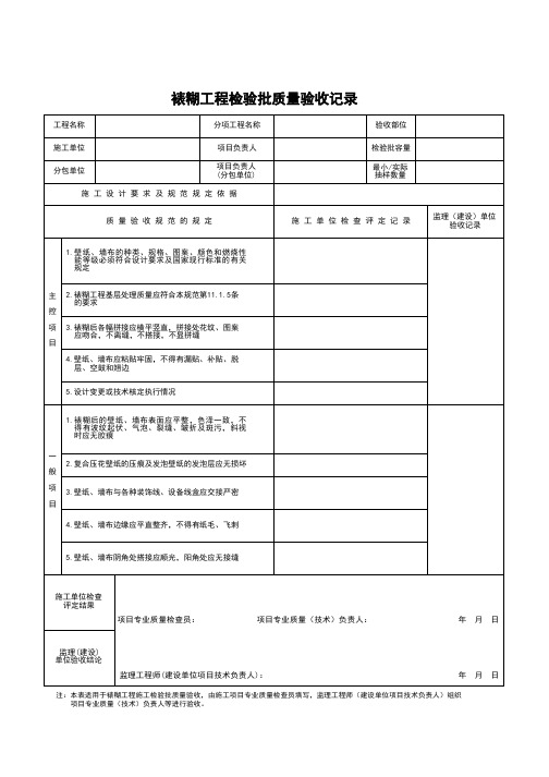 裱糊工程检验批