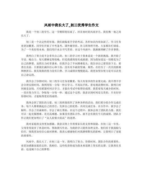 风雨中我长大了_初三优秀学生作文