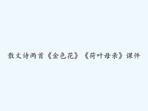 散文诗两首《金色花》《荷叶母亲》课件 PPT