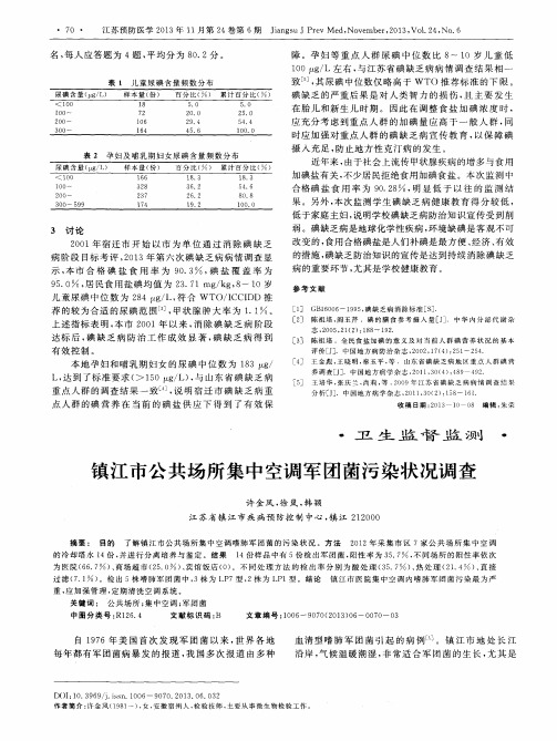 镇江市公共场所集中空调军团菌污染状况调查