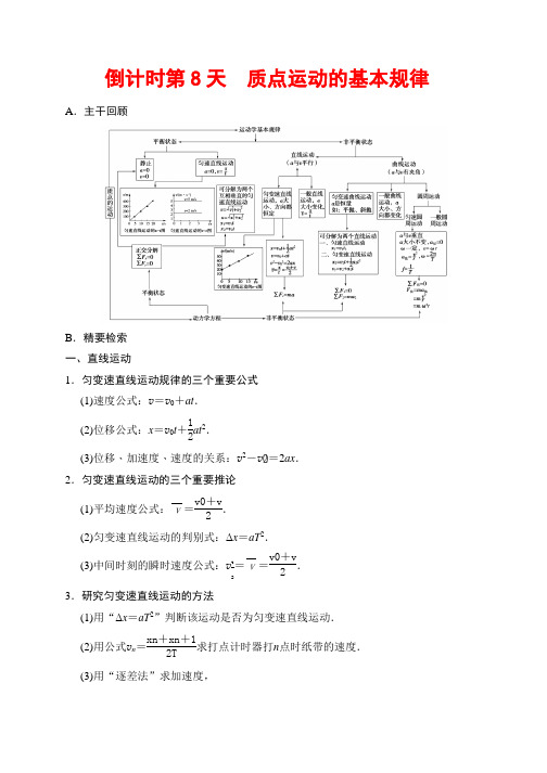 2018版高考物理二轮()教师用书：第二部分 倒计时第8天 质点运动的基本规律 Word版含解析