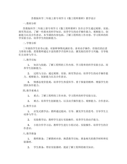 苏教版科学二年级上册专项学习《像工程师那样》教学设计