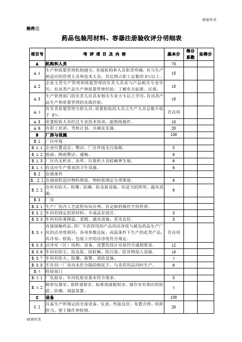 药品包装用材料、容器注册验收评分明细表.doc