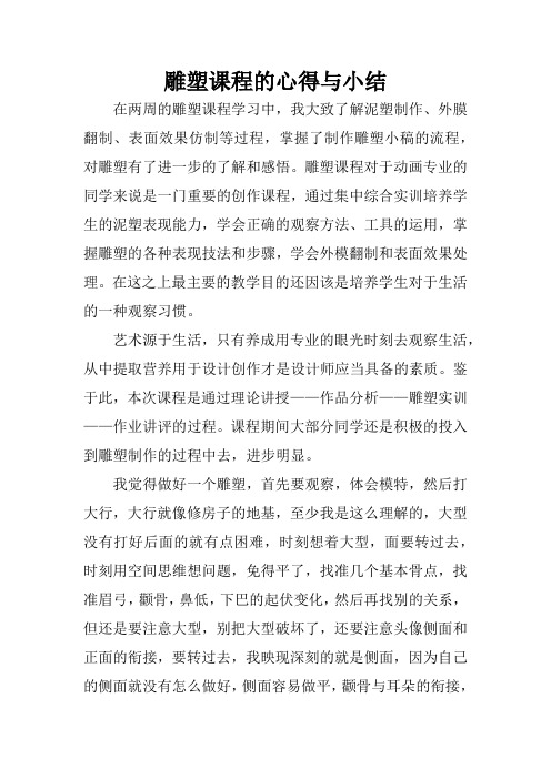 雕塑课程的心得与小结