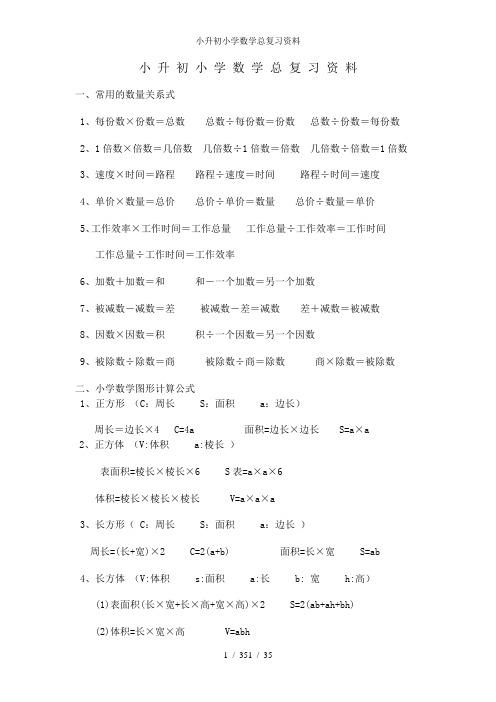 小升初小学数学总复习资料