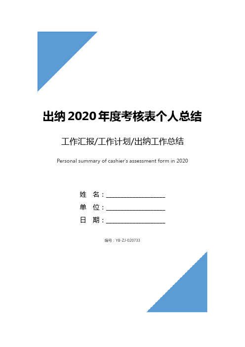 出纳2020年度考核表个人总结