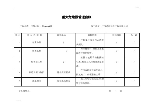 重大危险源管理台帐