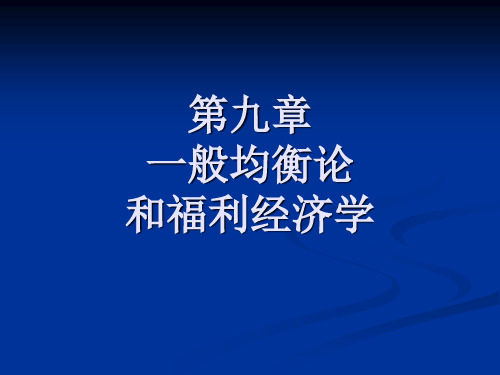 第九章一般均衡 西方经济学