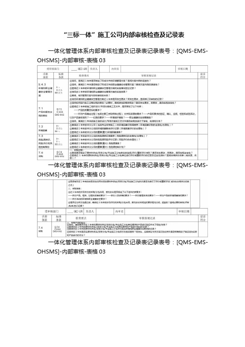 “三标一体”施工公司内部审核检查及记录表