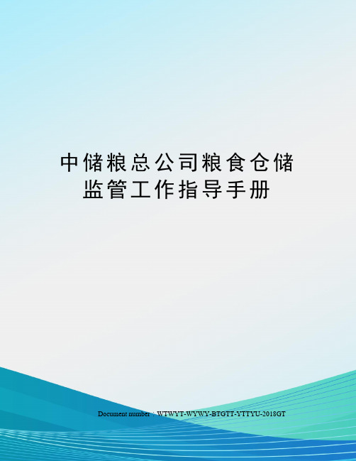 中储粮总公司粮食仓储监管工作指导手册