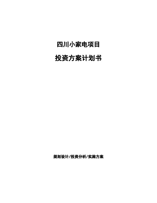 四川小家电项目投资方案计划书