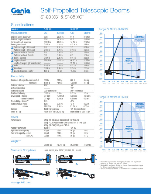 GenieLift S-80 XC and S-85 XC 自行式伸缩臂式高空作业平台说明书