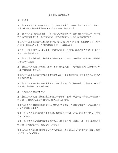 企业现场巡查管理制度