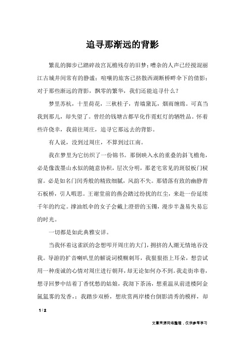 追寻那渐远的背影_高中作文