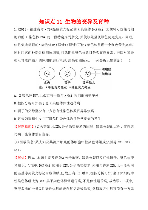 2015年高考生物真题分类题库知识点11 生物的变异及育种