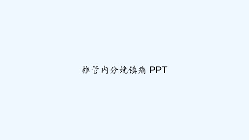 椎管内分娩镇痛 PPT