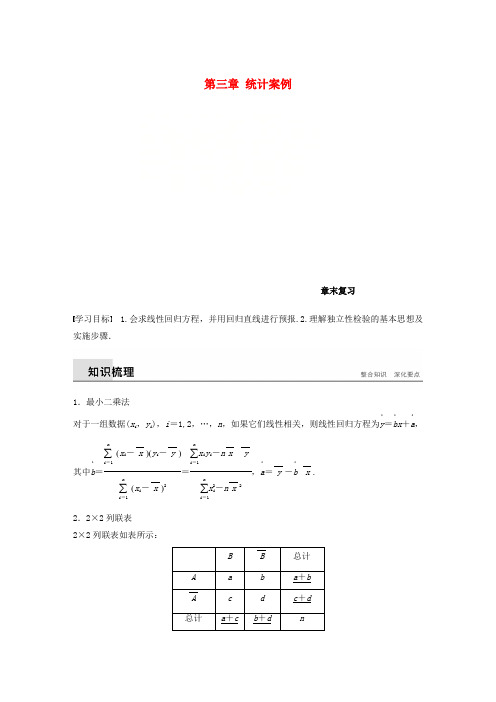 2018-2019版高中数学 第三章 统计案例章末复习学案 新人教A版选修2-3