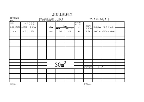 C25(二衬) 混凝土发料单