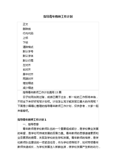 指导青年教师工作计划