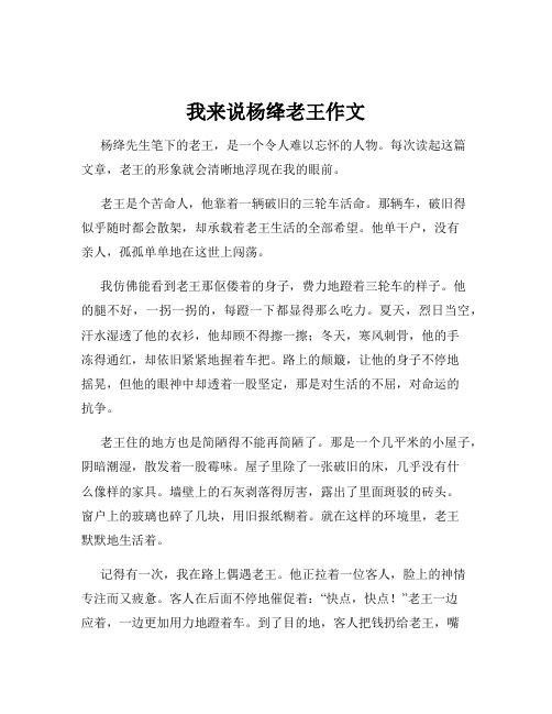 我来说杨绛老王作文