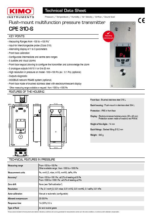 cpe 310-s 嵌入式多功能压力变送器 使用指南说明书