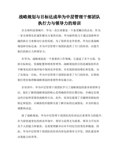 战略规划与目标达成华为中层管理干部团队执行力与领导力的培训