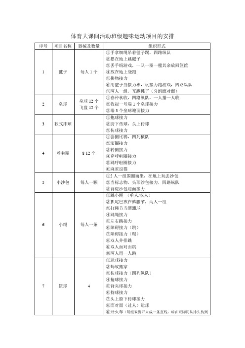 大课间活动趣味运动项目