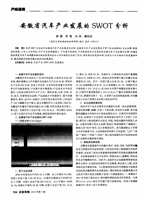 安徽省汽车产业发展的SWOT分析