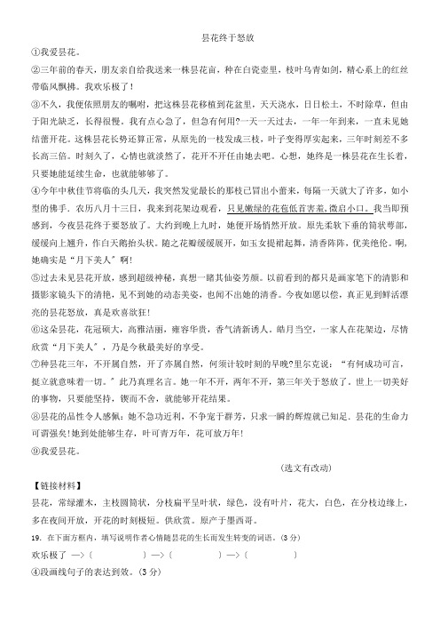 初中散文阅读明白得及答案