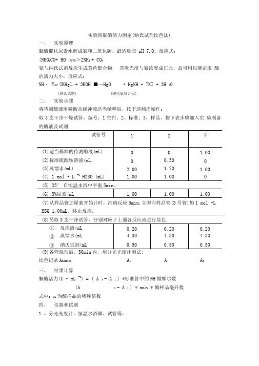 脲酶活力测定(纳氏试剂比色法)